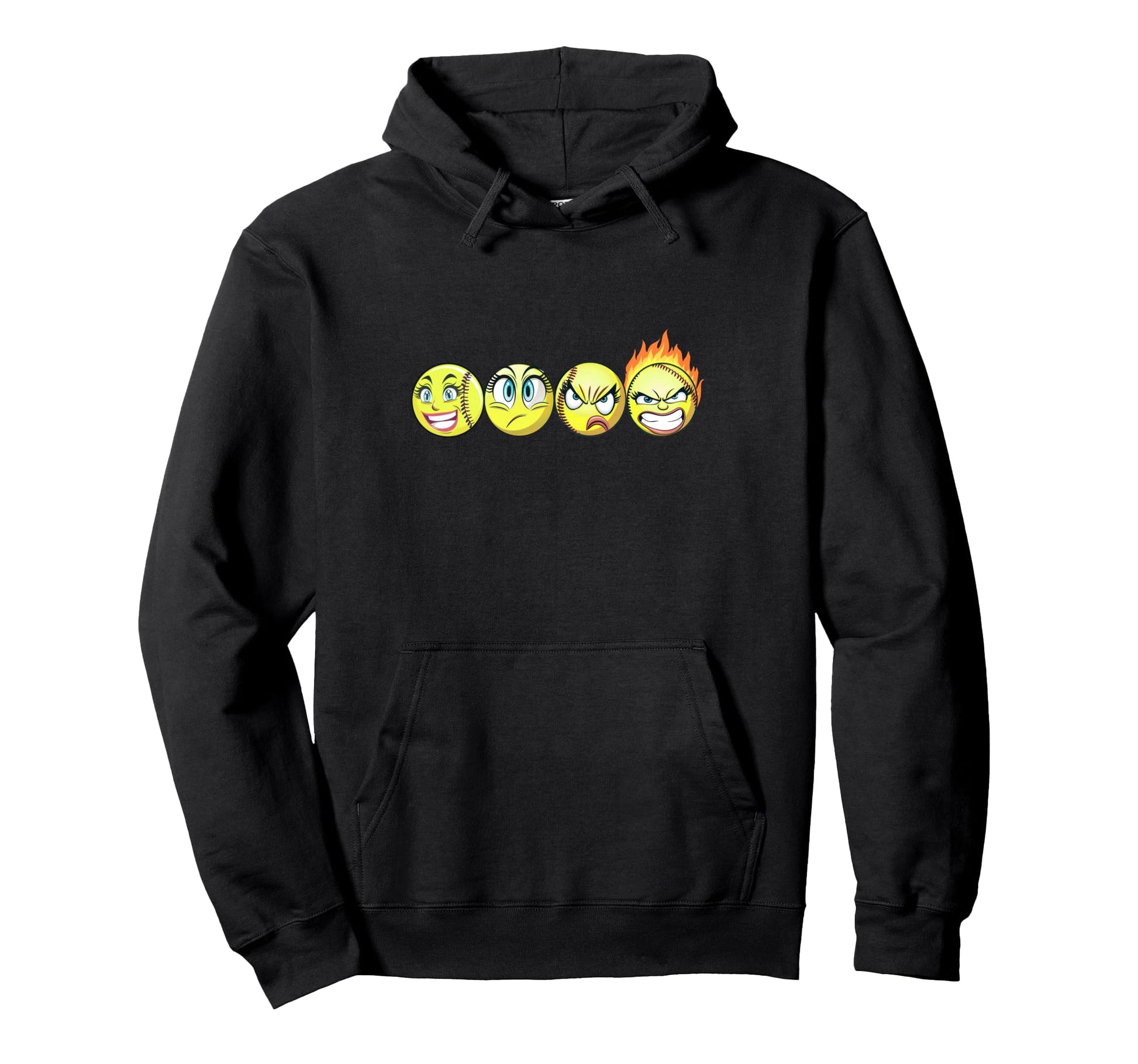 Funny Novelty Womens Softball Happy Angry Hoodie - Streetwear Style Unisex - T-Shirt, Sweatshirt, Hoodie