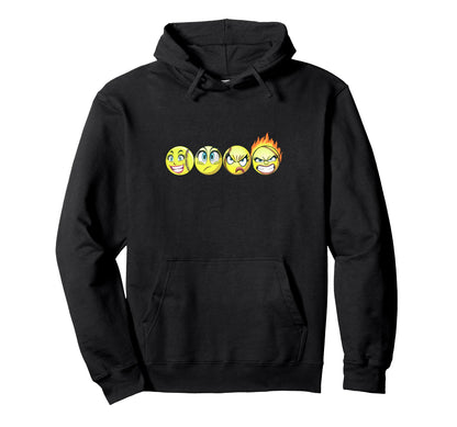Funny Novelty Womens Softball Happy Angry Hoodie - Streetwear Style Unisex - T-Shirt, Sweatshirt, Hoodie