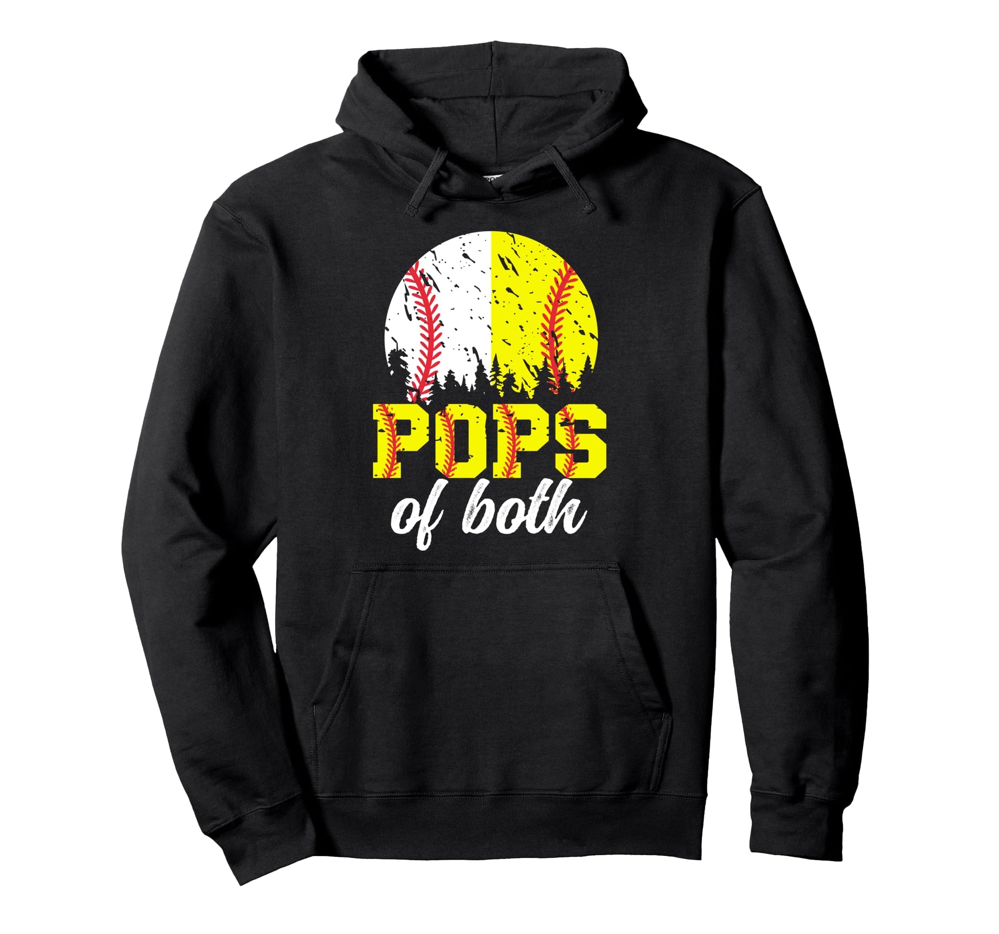 Pops Both Softball Baseball Pops Grandpa Hoodie - Unique Graphic for Adults - T-Shirt, Sweatshirt, Hoodie