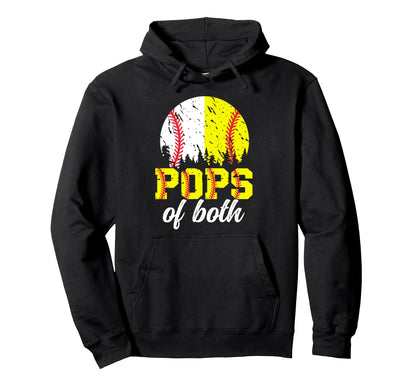 Pops Both Softball Baseball Pops Grandpa Hoodie - Unique Graphic for Adults - T-Shirt, Sweatshirt, Hoodie
