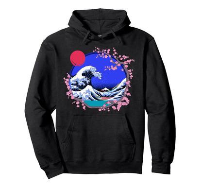 Big Wave Vaporwave Aesthetic 80S Anime Hoodie - Minimalist Print Unisex - T-Shirt, Sweatshirt, Hoodie