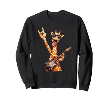 Funny Giraffe Rock Music Sunglasses Sweatshirt - Unique Graphic Men Women - T-Shirt, Sweatshirt, Hoodie