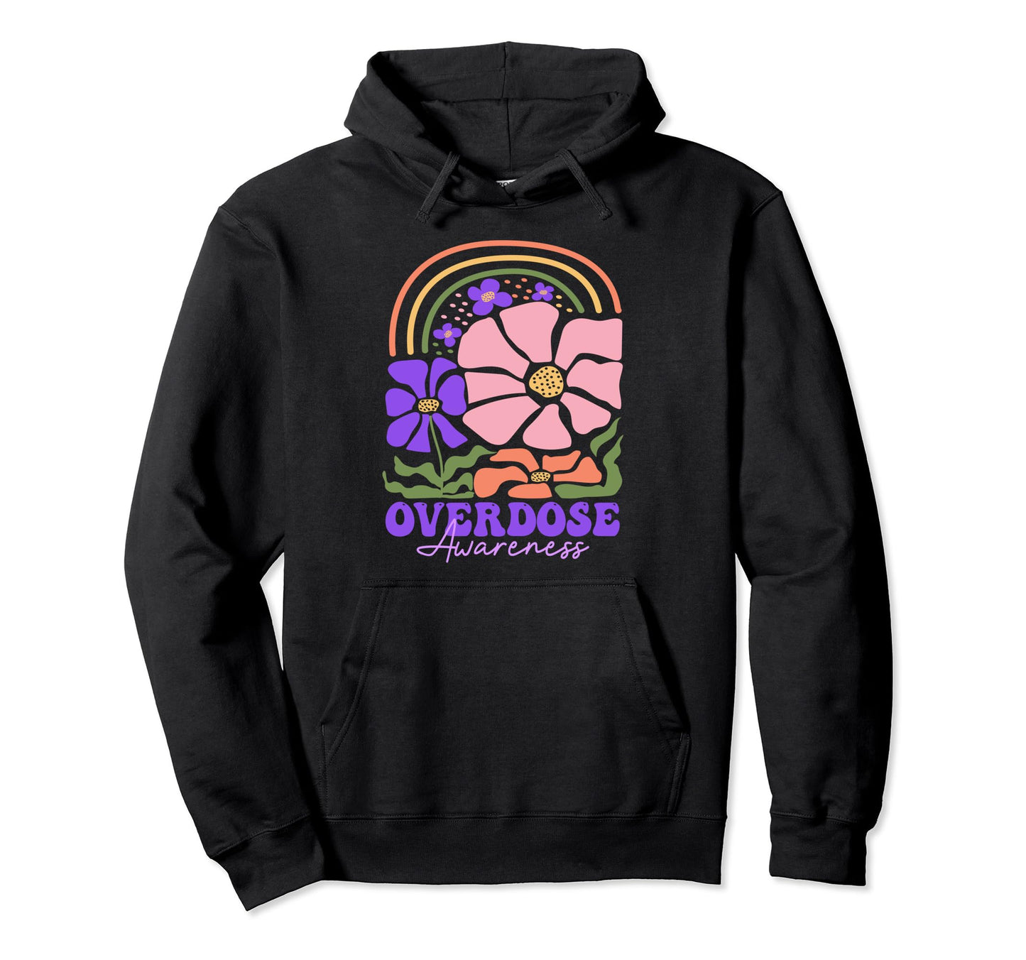 Overdose Awareness Purple Groovy Boho Hoodie - Streetwear Style for Adults - T-Shirt, Sweatshirt, Hoodie
