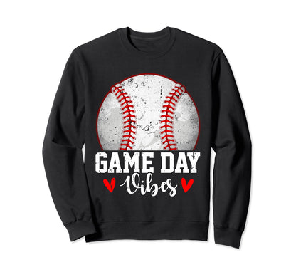 Game Day Vibes Sports Games Baseball Sweatshirt - Graphic Print for Adults - T-Shirt, Sweatshirt, Hoodie