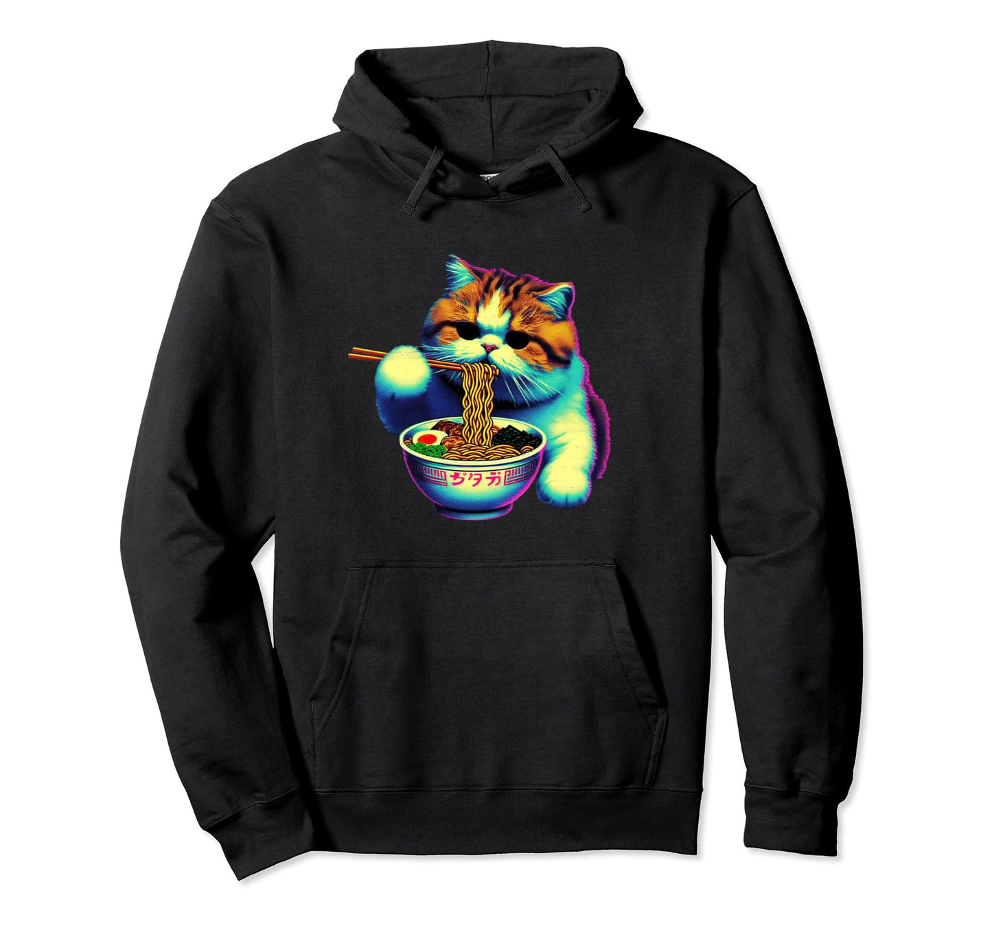 Ramen Cat Vaporwave Japanese Aesthetic Hoodie - Custom Art Print Men Women - T-Shirt, Sweatshirt, Hoodie