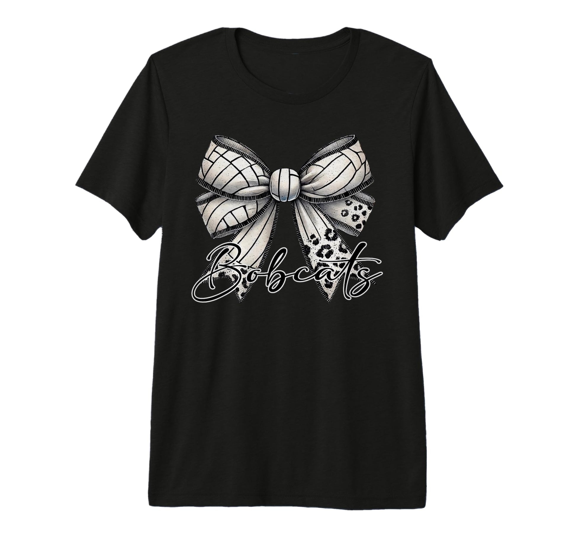 Bobcats Volleyball Mom Coquette Bow T-Shirt - Trendy Graphic for Adults - T-Shirt, Sweatshirt, Hoodie