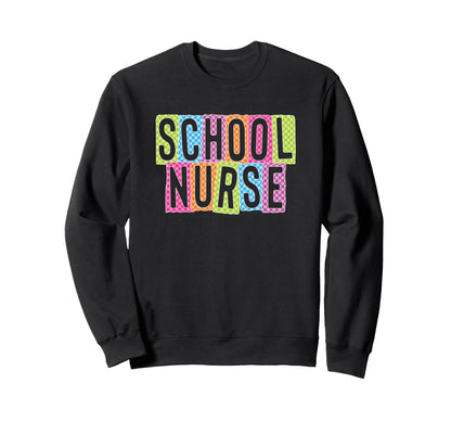 School Nurse Colorful Checkered Sweatshirt - Graphic Print for Adults - T-Shirt, Sweatshirt, Hoodie