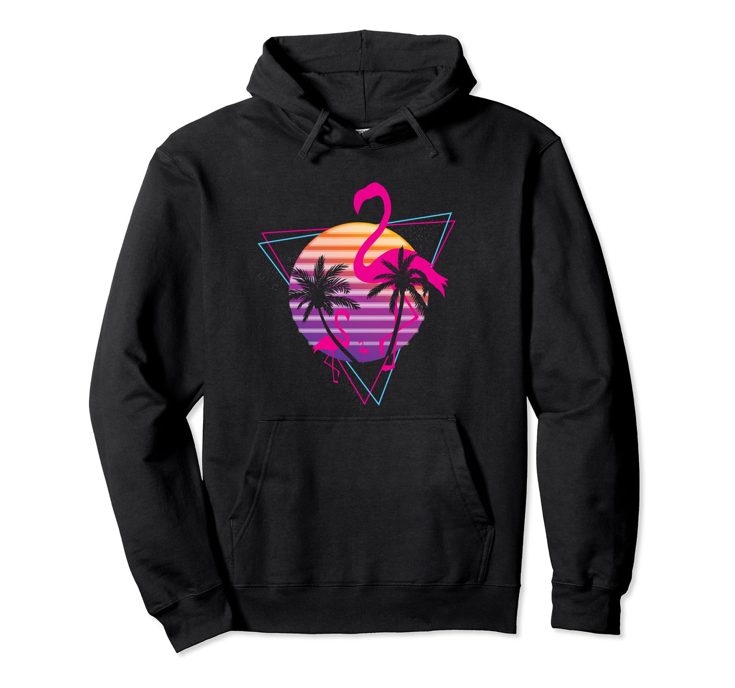 80S Flamingo Palm Sunset Synthwave Hoodie - Streetwear Style Men Women - T-Shirt, Sweatshirt, Hoodie