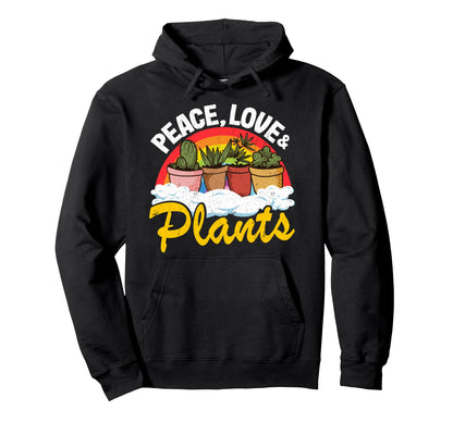 Peace Love Plants Rainbow Succulents Hoodie - Streetwear Style for Adults - T-Shirt, Sweatshirt, Hoodie