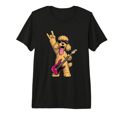 Rock Dog Poodle Guitar Player Funny T-Shirt - Streetwear Style for Adults - T-Shirt, Sweatshirt, Hoodie