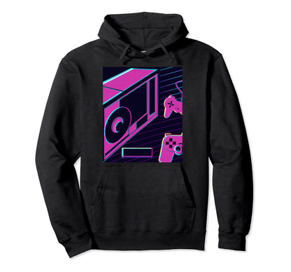 Vaporwave Aesthetic Future Gaming Console Hoodie - Unique Graphic Men Women - T-Shirt, Sweatshirt, Hoodie