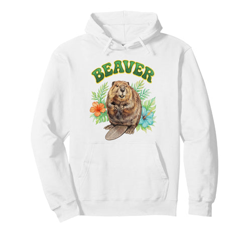 Beaver Groovy Floral Beaver Watercolor Hoodie - Streetwear Style Men Women - T-Shirt, Sweatshirt, Hoodie