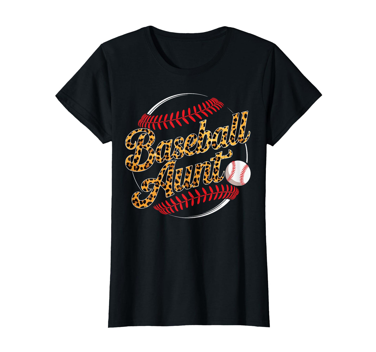 Baseball Aunt Leopard Pattern T-Shirt - Casual Everyday Wear for Adults - T-Shirt, Sweatshirt, Hoodie