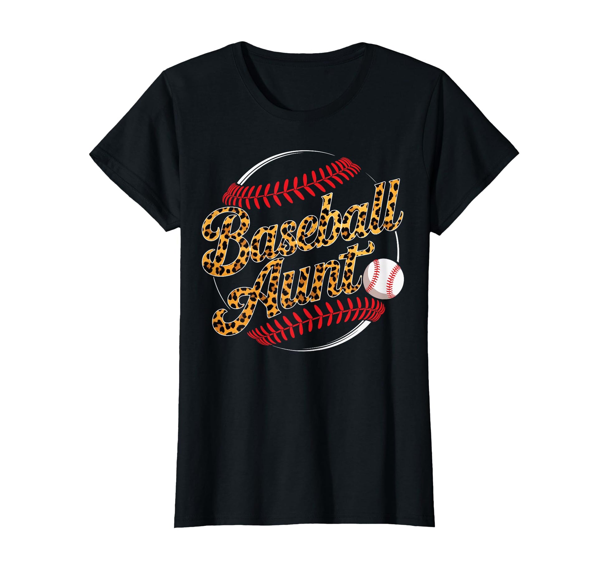 Baseball Aunt Leopard Pattern T-Shirt - Casual Everyday Wear for Adults - T-Shirt, Sweatshirt, Hoodie