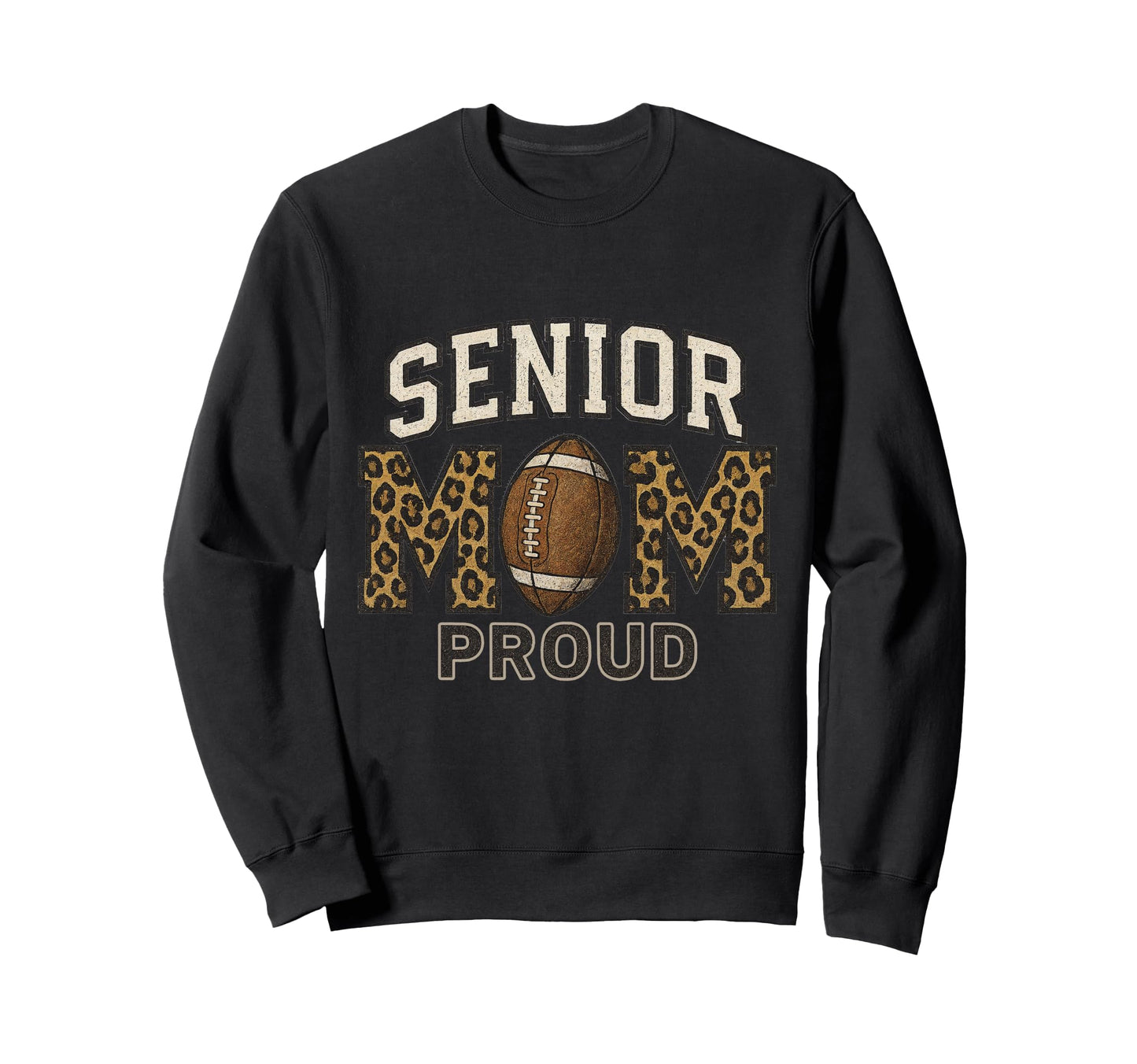 Proud Senior Football Mom Leopard Sweatshirt - Custom Art Print Unisex - T-Shirt, Sweatshirt, Hoodie