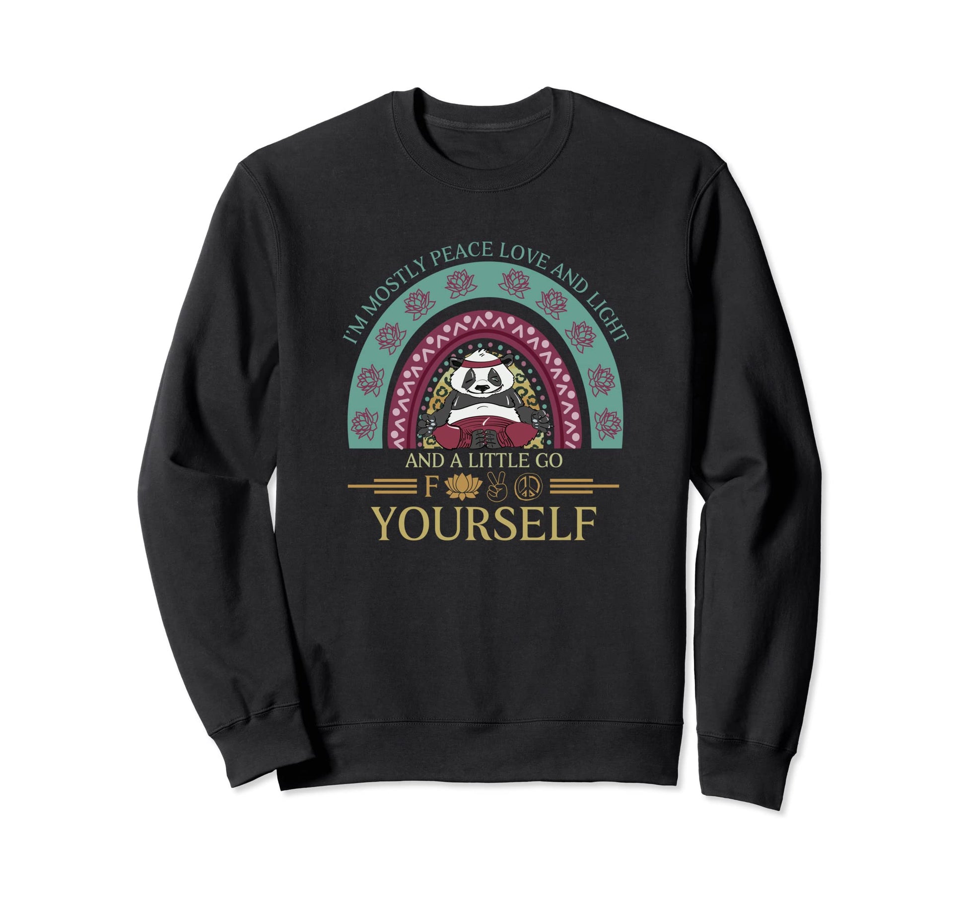 Funny Yoga Panda Peace Love Light Sweatshirt - Aesthetic Graphic Men Women - T-Shirt, Sweatshirt, Hoodie