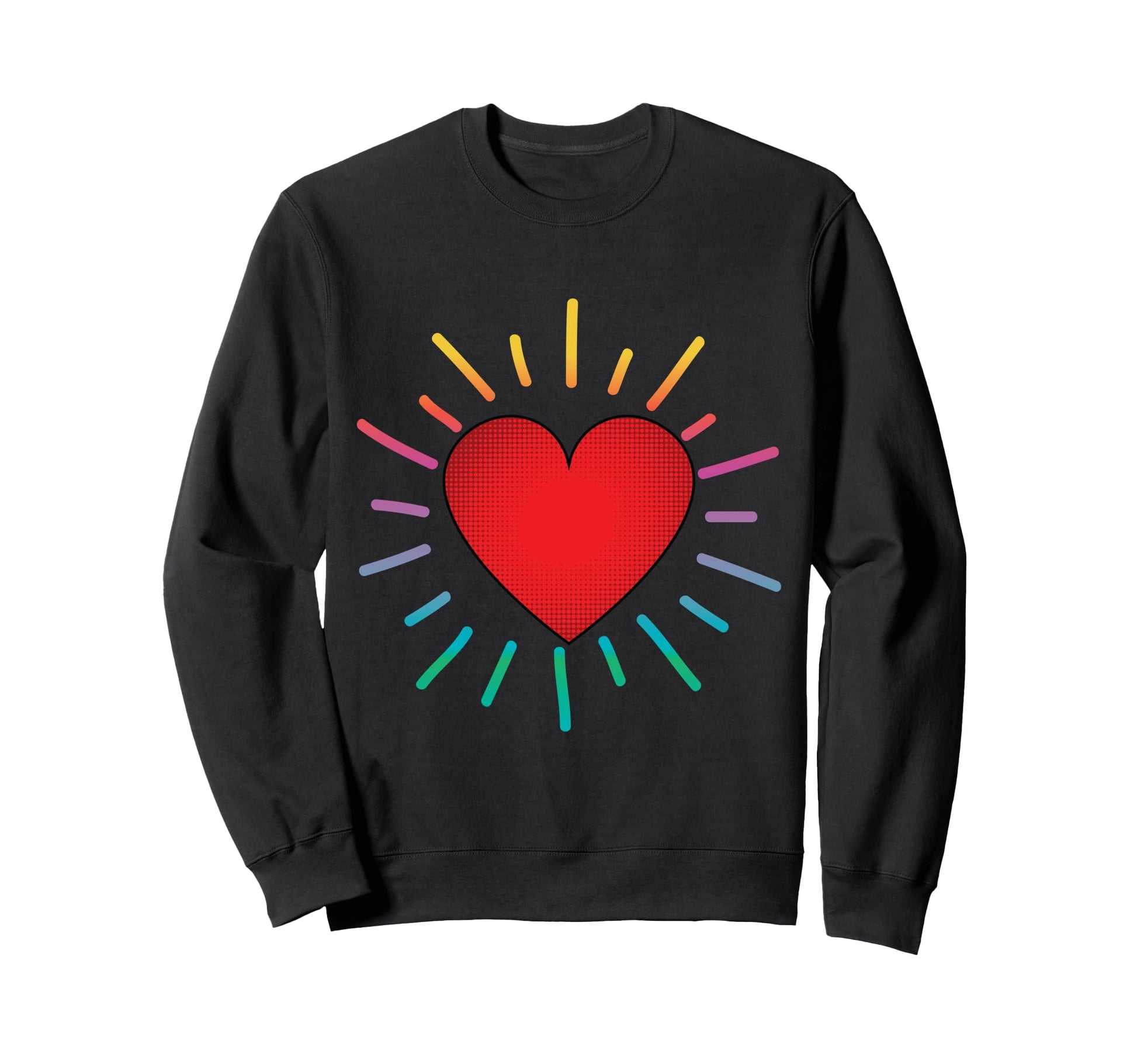 Heart Rainbow Gay Heart Rays Valentine Sweatshirt - Novelty Apparel Unisex - T-Shirt, Sweatshirt, Hoodie