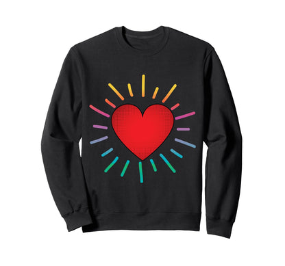 Heart Rainbow Gay Heart Rays Valentine Sweatshirt - Novelty Apparel Unisex - T-Shirt, Sweatshirt, Hoodie