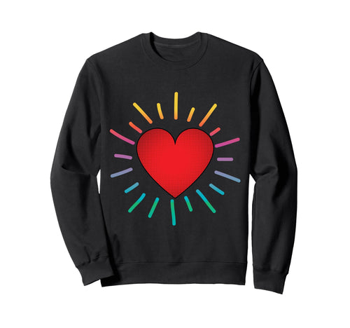 Heart Rainbow Gay Heart Rays Valentine Sweatshirt - Novelty Apparel Unisex - T-Shirt, Sweatshirt, Hoodie