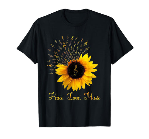 Peace Love Music Sunflower T-Shirt - Minimalist Print for Adults - T-Shirt, Sweatshirt, Hoodie