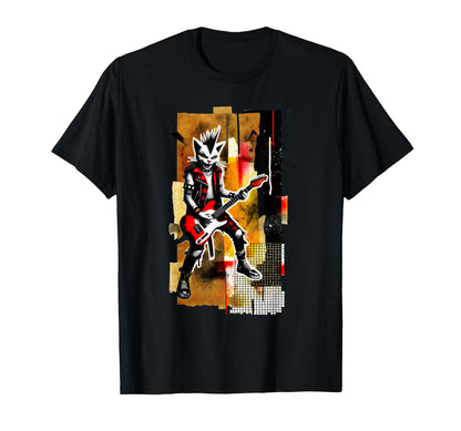 Distressed Cat Playing Guitar Punk Rock T-Shirt - Trendy Graphic Men Women - T-Shirt, Sweatshirt, Hoodie