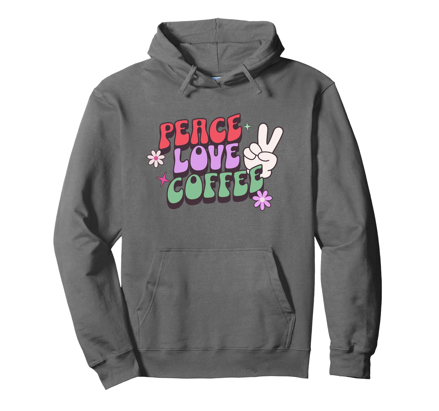 Peace Coffee Love Coffee Drinker Hoodie - Custom Art Print for Adults - T-Shirt, Sweatshirt, Hoodie