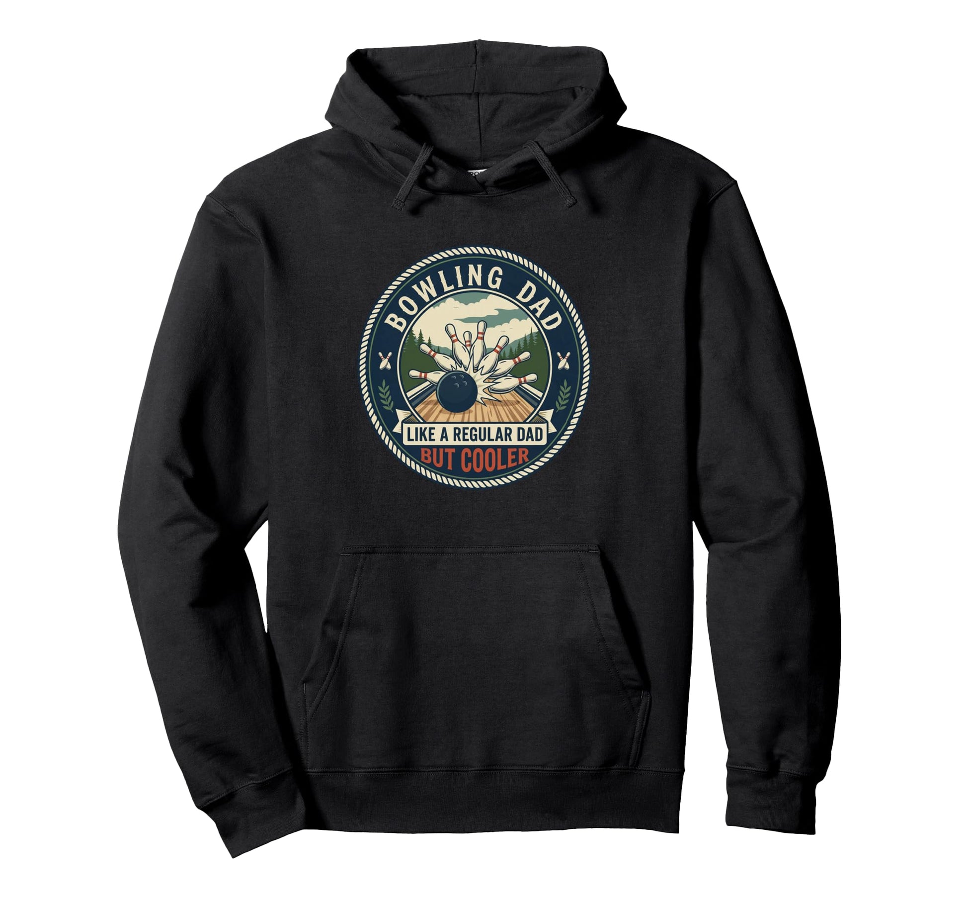 Bowling Dad Bowler Strike Pins Hoodie - Fun Novelty Design for Adults - T-Shirt, Sweatshirt, Hoodie