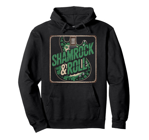 St Patricks Day Shamrock Roll Guitar Hoodie - Unique Graphic Men Women - T-Shirt, Sweatshirt, Hoodie