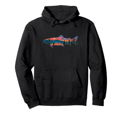 Trout Fly Fishing Outdoor Nature Hoodie - Unique Graphic for Adults - T-Shirt, Sweatshirt, Hoodie
