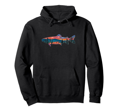 Trout Fly Fishing Outdoor Nature Hoodie - Unique Graphic for Adults - T-Shirt, Sweatshirt, Hoodie