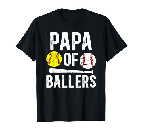 Papa Ballers Proud Baseball Softball T-Shirt - Minimalist Print Unisex - T-Shirt, Sweatshirt, Hoodie