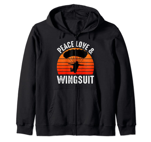 Peace Love Wingsuit Skydiving Sweatshirt - Custom Art Print Men Women - T-Shirt, Sweatshirt, Hoodie