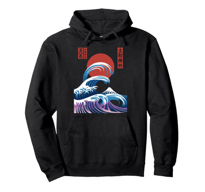 Big Wave Vaporwave Aesthetic 80S Hoodie - Minimalist Print for Adults - T-Shirt, Sweatshirt, Hoodie