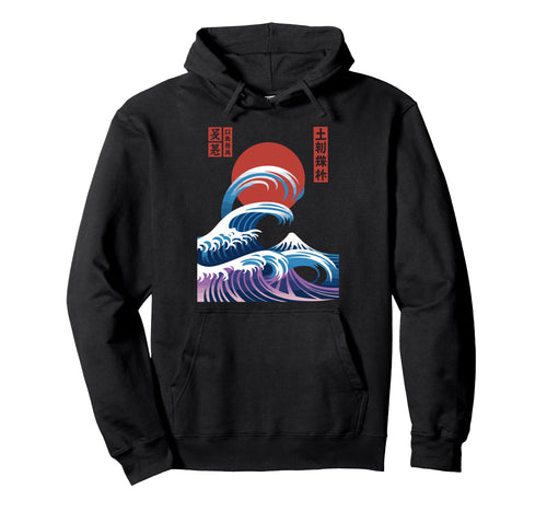 Big Wave Vaporwave Aesthetic 80S Hoodie - Minimalist Print for Adults - T-Shirt, Sweatshirt, Hoodie