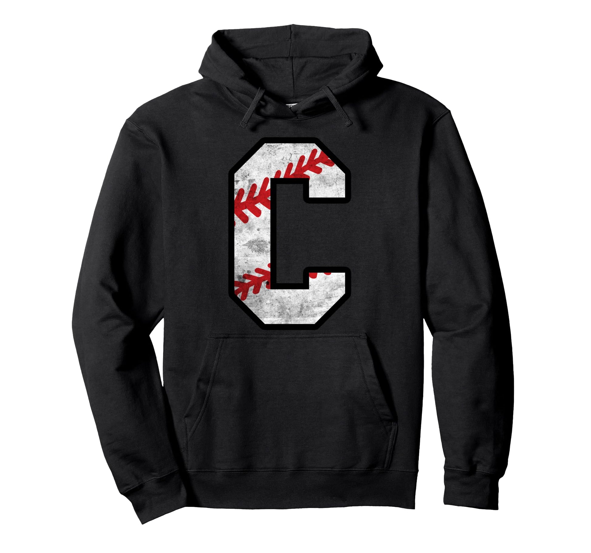 Distressed Baseball Letter C Hoodie - Minimalist Print Men Women - T-Shirt, Sweatshirt, Hoodie