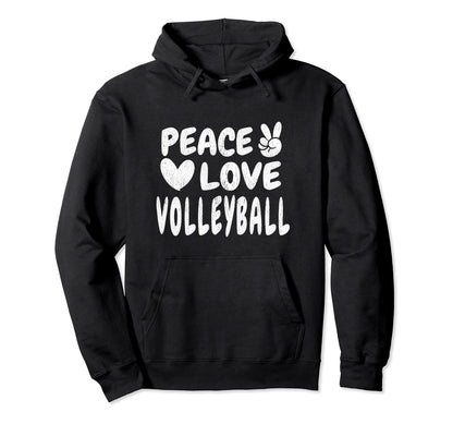 Peace Love Volleyball Groovy 60S 70S Hoodie - Aesthetic Graphic Men Women - T-Shirt, Sweatshirt, Hoodie