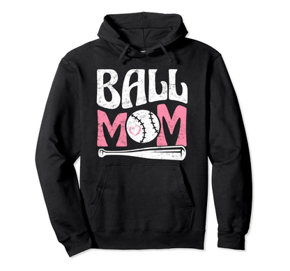 Baseball Mom Pride Heart And Bat Love Game Hoodie - Graphic Print Unisex - T-Shirt, Sweatshirt, Hoodie