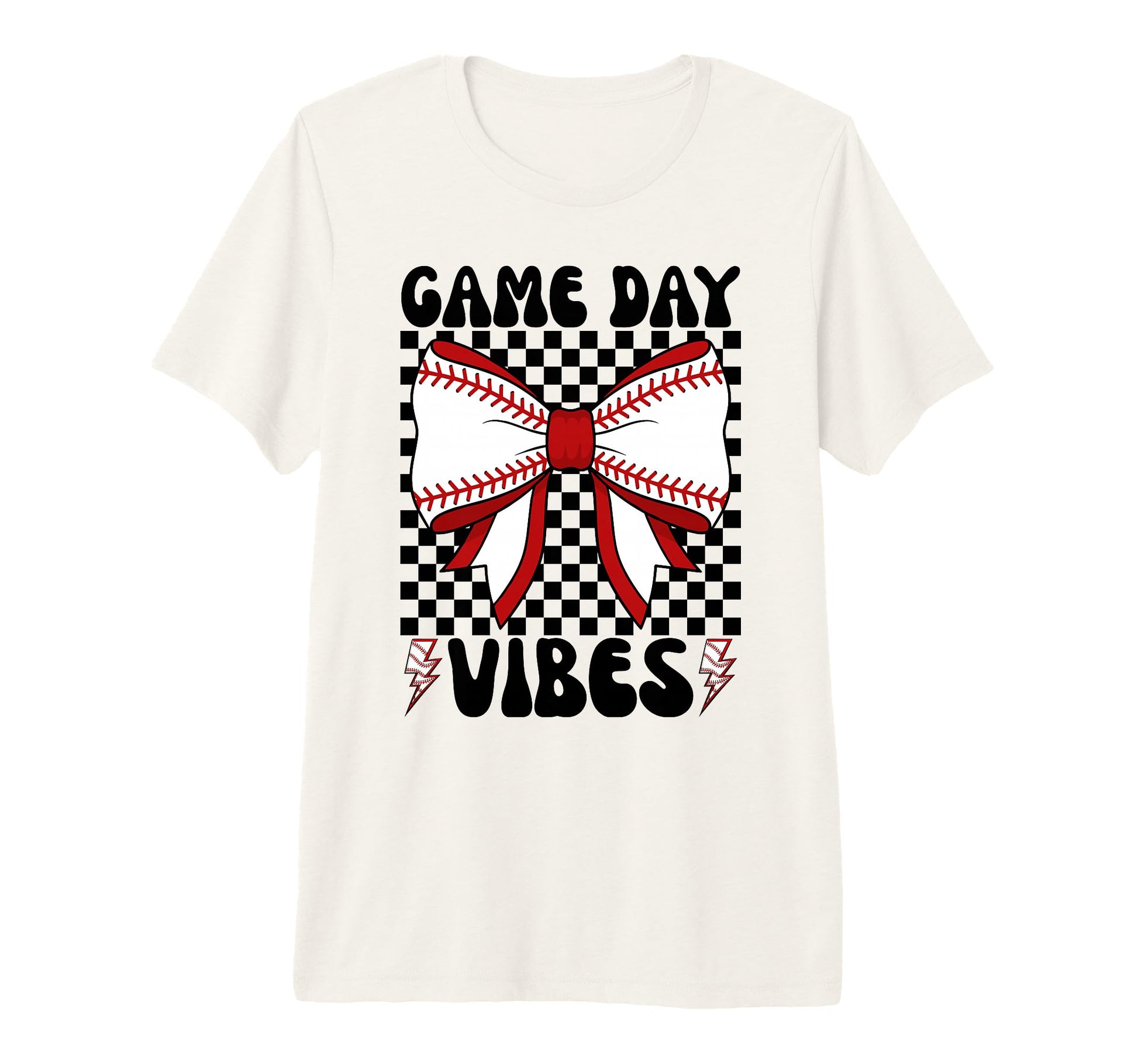 Game Day Vibes Coquette Bow Baseball T-Shirt - Minimalist Print Unisex - T-Shirt, Sweatshirt, Hoodie