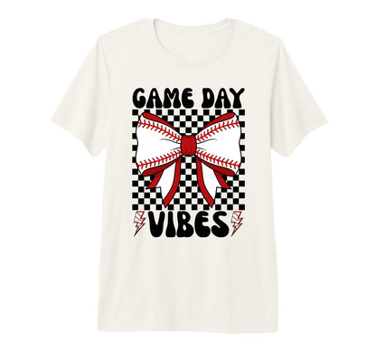 Game Day Vibes Coquette Bow Baseball T-Shirt - Minimalist Print Unisex - T-Shirt, Sweatshirt, Hoodie