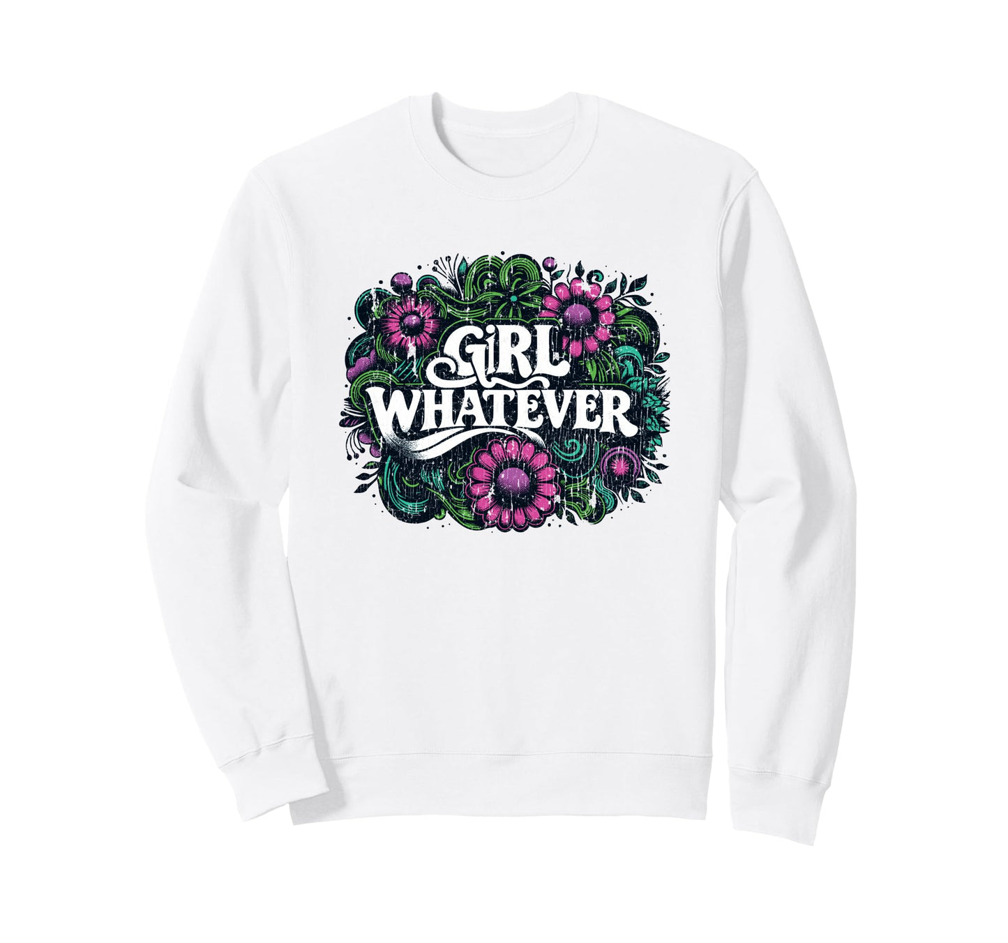 Whatever Hippie 60S 70S Daisy Floral Sweatshirt - Novelty Apparel Men Women - T-Shirt, Sweatshirt, Hoodie