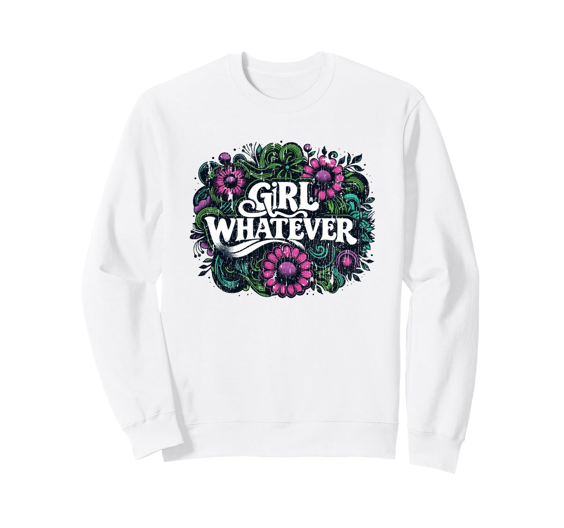 Whatever Hippie 60S 70S Daisy Floral Sweatshirt - Novelty Apparel Men Women - T-Shirt, Sweatshirt, Hoodie
