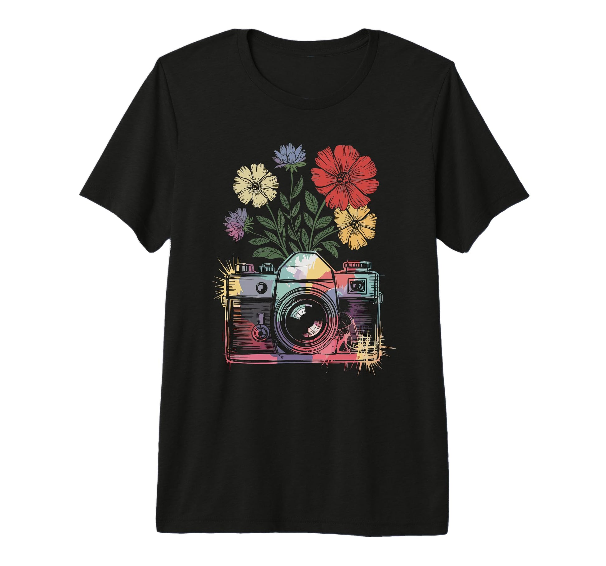 Camera Photography Art Floral T-Shirt - Aesthetic Graphic Unisex - T-Shirt, Sweatshirt, Hoodie