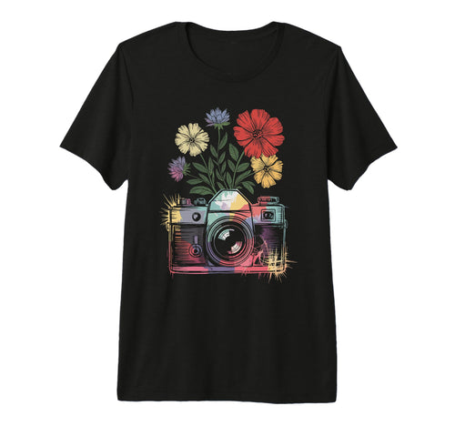 Camera Photography Art Floral T-Shirt - Aesthetic Graphic Unisex - T-Shirt, Sweatshirt, Hoodie