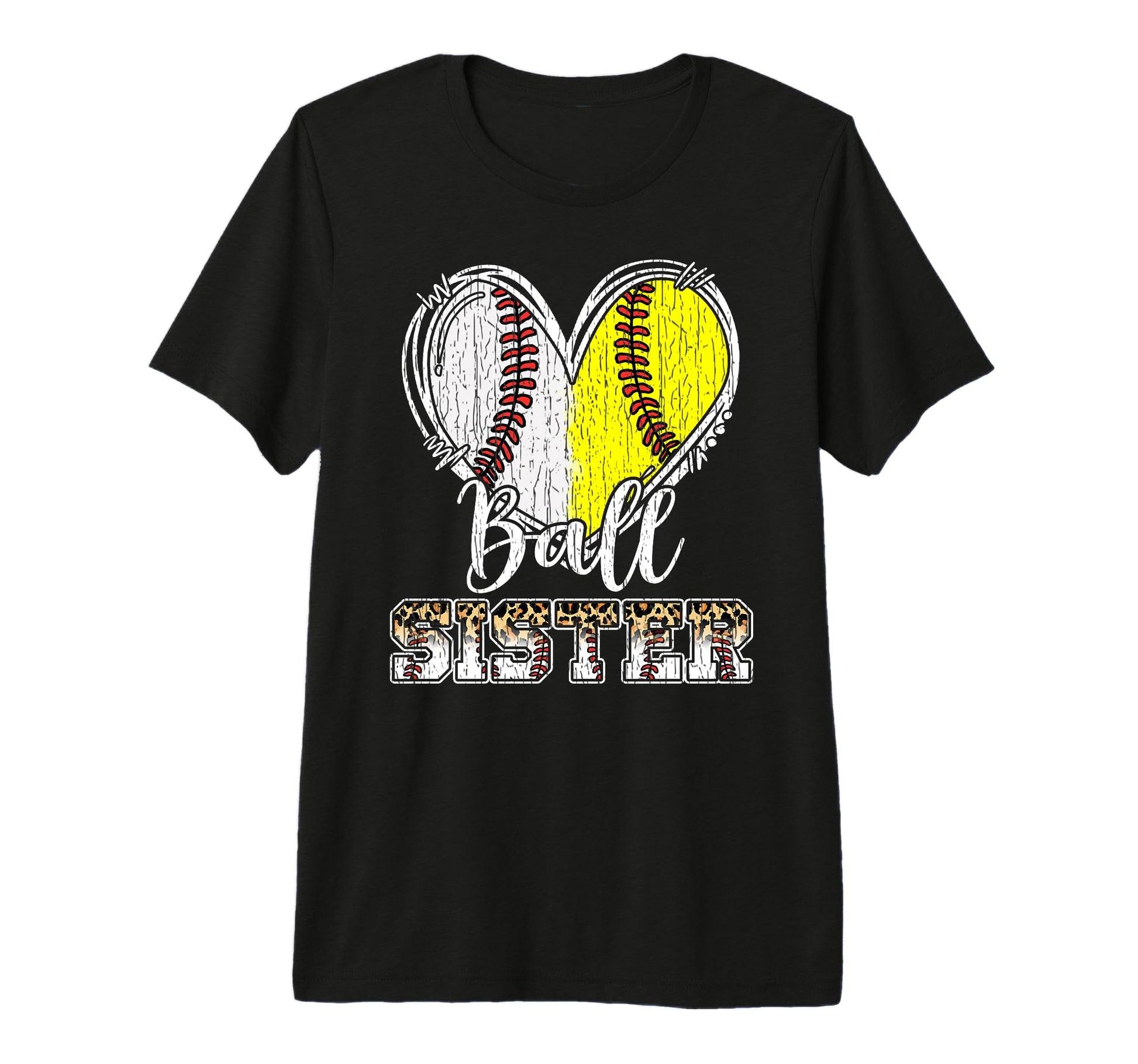Ball Sister Heart Baseball Softball T-Shirt - Aesthetic Graphic Unisex - T-Shirt, Sweatshirt, Hoodie