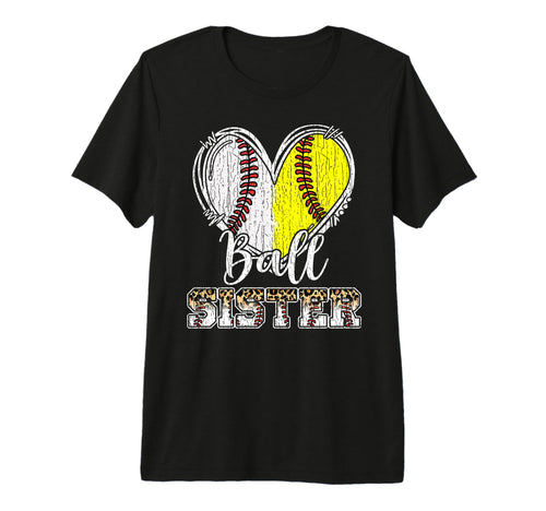 Ball Sister Heart Baseball Softball T-Shirt - Aesthetic Graphic Unisex - T-Shirt, Sweatshirt, Hoodie