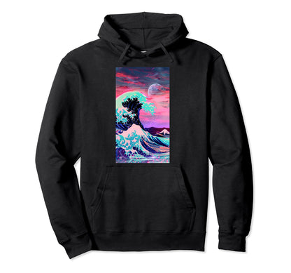 Vaporwave Inspired Great Wave Wave Hoodie - Streetwear Style for Adults - T-Shirt, Sweatshirt, Hoodie