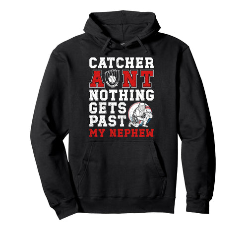 Baseball Catcher Aunt Proud Aunt Baseball Hoodie - Graphic Print Unisex - T-Shirt, Sweatshirt, Hoodie