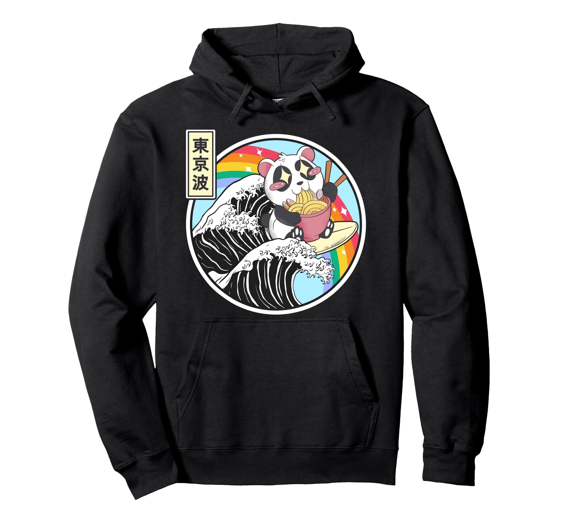 Panda Bear Ramen Noodles Japanese Wave Hoodie - Trendy Graphic Men Women - T-Shirt, Sweatshirt, Hoodie