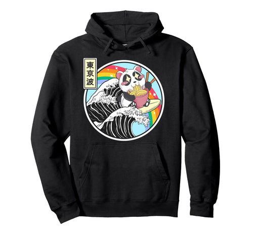 Panda Bear Ramen Noodles Japanese Wave Hoodie - Trendy Graphic Men Women - T-Shirt, Sweatshirt, Hoodie