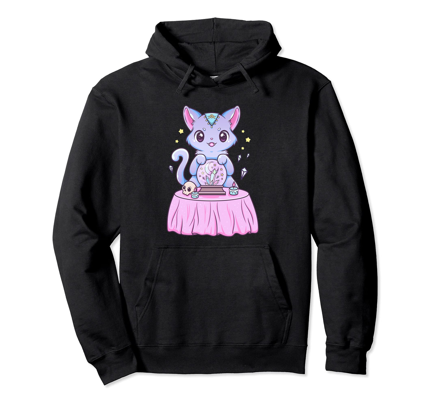 Kawaii Pastel Goth Creepy Wicca Witchy Cat Hoodie - Unique Graphic Unisex - T-Shirt, Sweatshirt, Hoodie